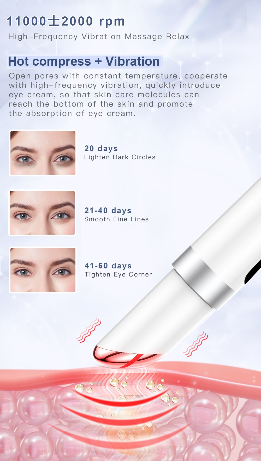 ANLAN EMS Electric Eye Massager Eye Skin Lift Anti Age Wrinkle Skin Care Tool Vibration 45℃ Hot Massage Relax Eyes Photo Therapy