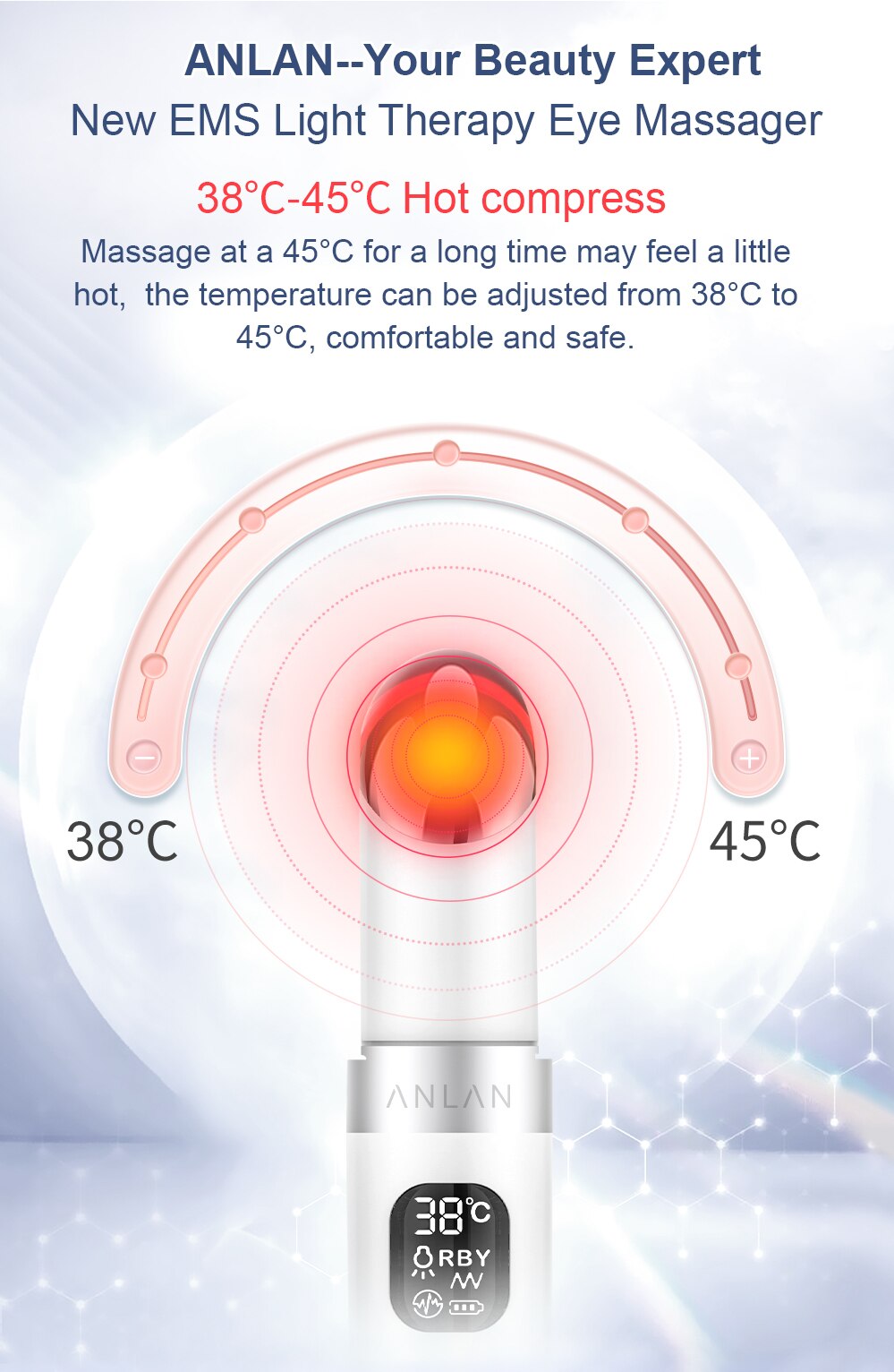 ANLAN EMS Electric Eye Massager Eye Skin Lift Anti Age Wrinkle Skin Care Tool Vibration 45℃ Hot Massage Relax Eyes Photo Therapy