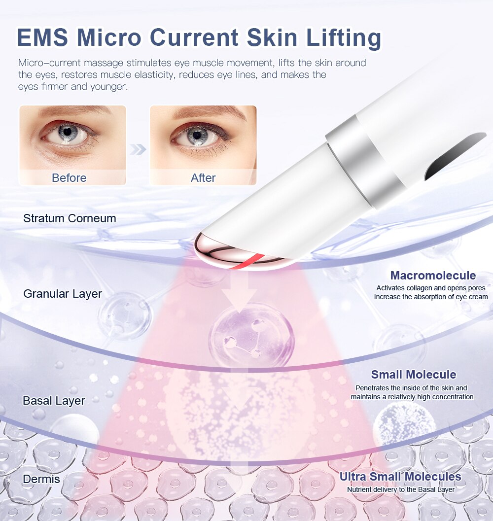 ANLAN EMS Electric Eye Massager Eye Skin Lift Anti Age Wrinkle Skin Care Tool Vibration 45℃ Hot Massage Relax Eyes Photo Therapy