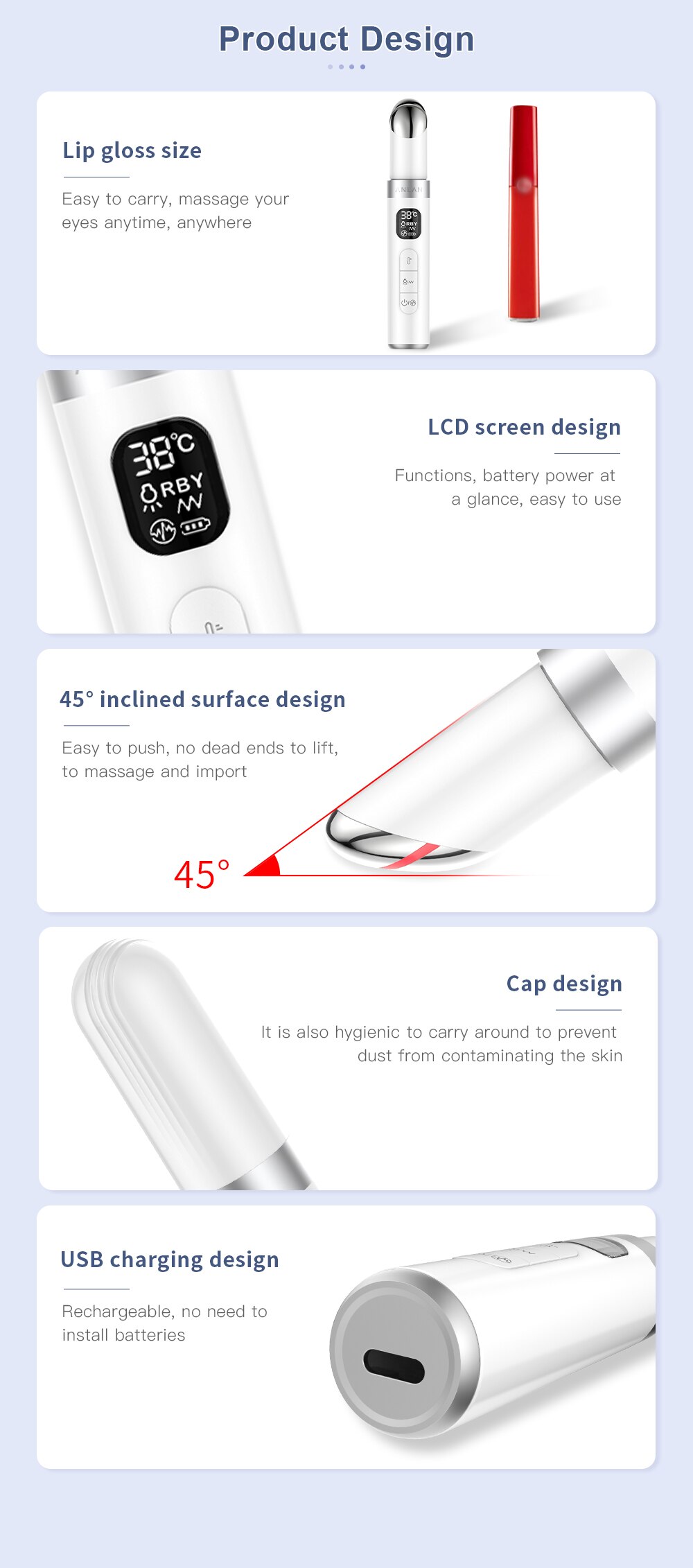 ANLAN EMS Electric Eye Massager Eye Skin Lift Anti Age Wrinkle Skin Care Tool Vibration 45℃ Hot Massage Relax Eyes Photo Therapy