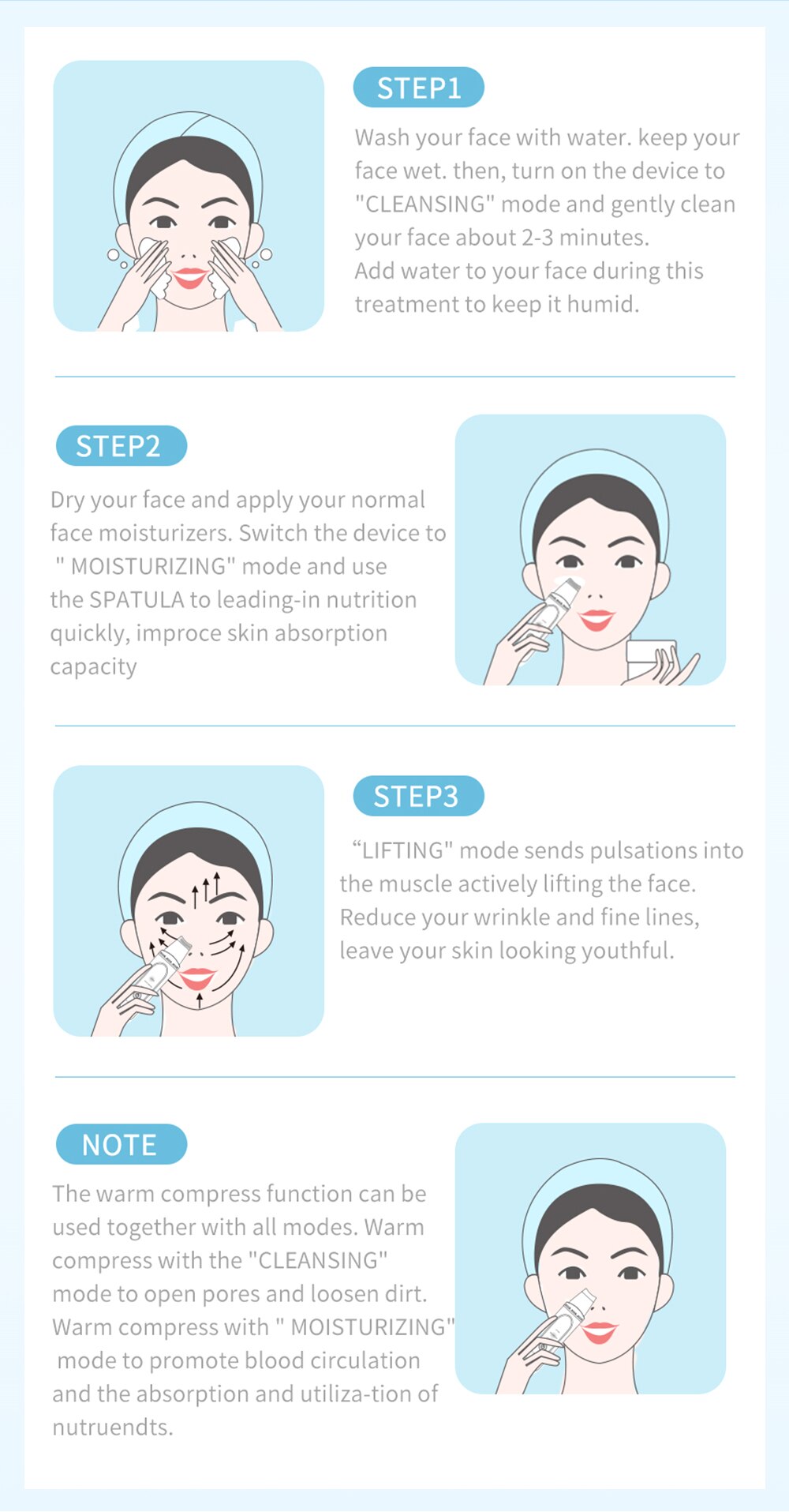 ANLAN Ultrasonic Cleaner 45°C Heat Ultrasonic Skin Scrubber Deep Face Cleaning Machine Shovel Skin Care Face Lift Peeling Facial