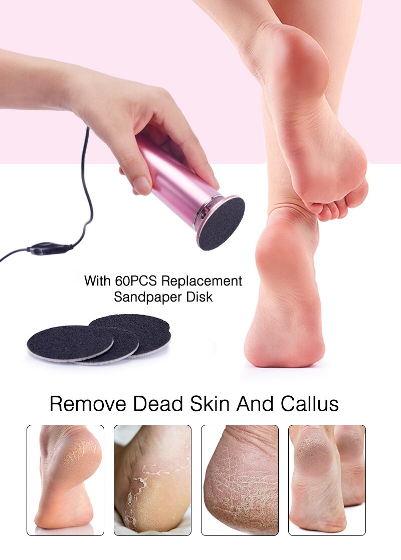 Electric Pedicure Tools Foot Care File Leg Heels Remove Dead Skin Callus Remover Feet Clean Care Machine & Replacement Sandpaper