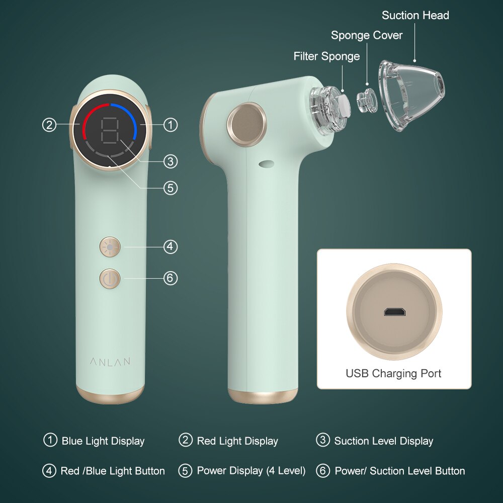 ANLAN Blackhead Remover Vacuum Acne Cleaner Deep Pore Cleaner Light Therapy Skin Care Pimple Remover Tool Facial Cleaning Tools ANLAN Blackhead Remover Vacuum Acne Cleaner Deep Pore Cleaner Light Therapy Skin Care Pimple Remover Tool Facial Cleaning Tools