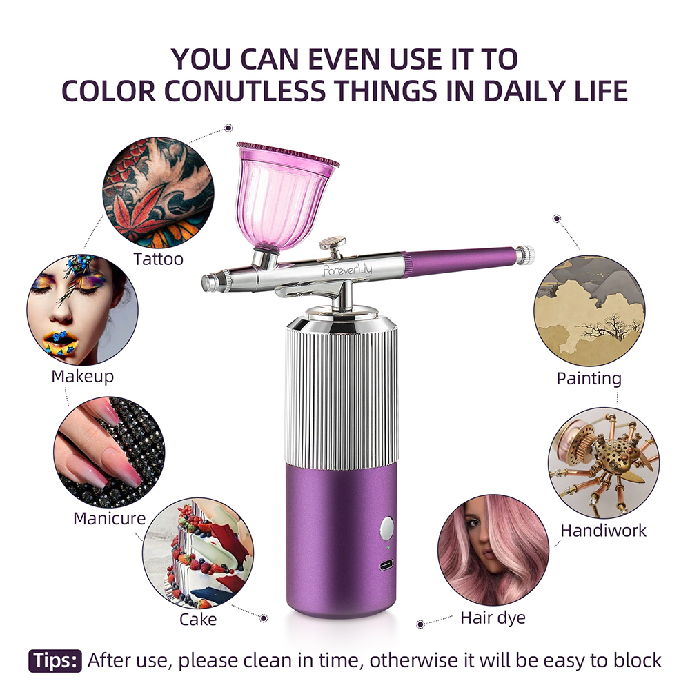 Portable Mini Airbrush Set Facial Water Oxygen Injector Machine Compressor Skin Mouisture Multi-Function Makeup Paint Art Spray