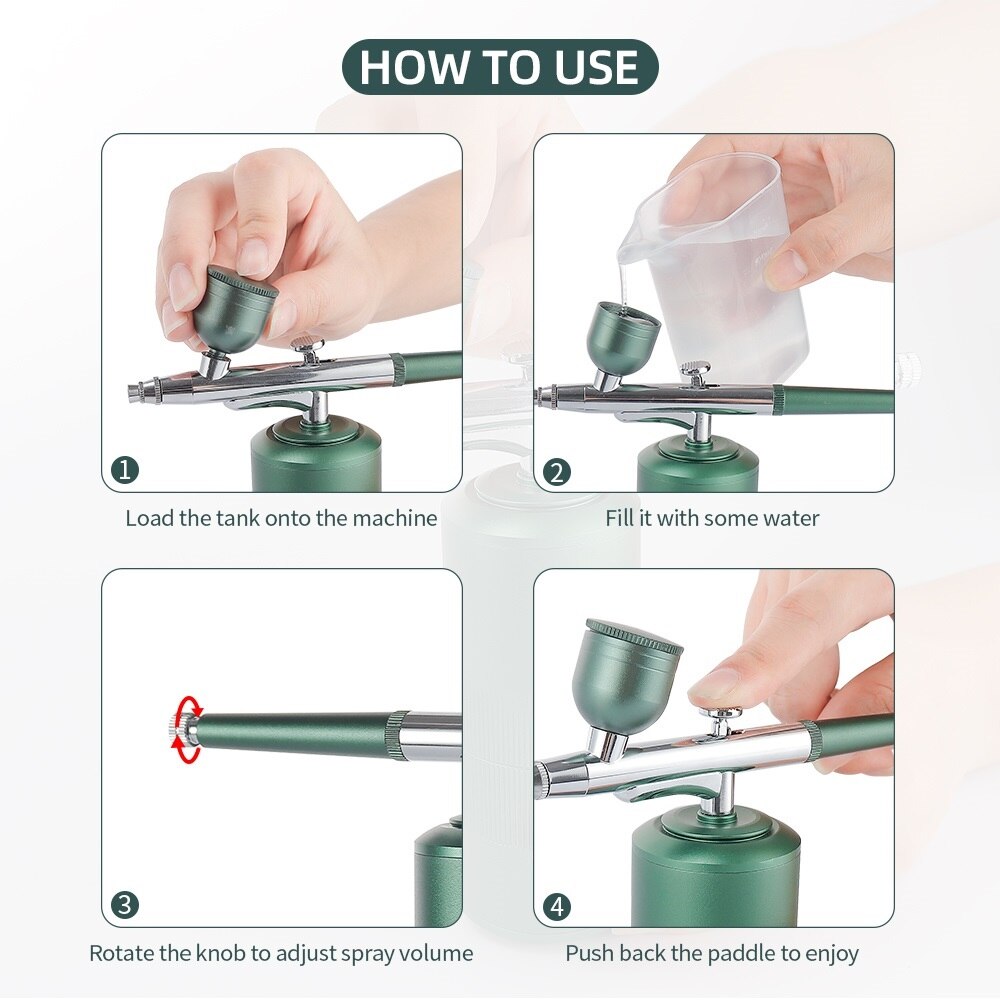 Portable Mini Airbrush Set Facial Water Oxygen Injector Machine Compressor Skin Mouisture Multi-Function Makeup Paint Art Spray