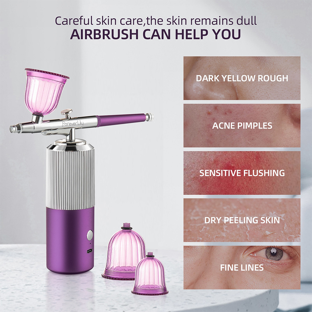 Portable Mini Airbrush Set Facial Water Oxygen Injector Machine Compressor Skin Mouisture Multi-Function Makeup Paint Art Spray