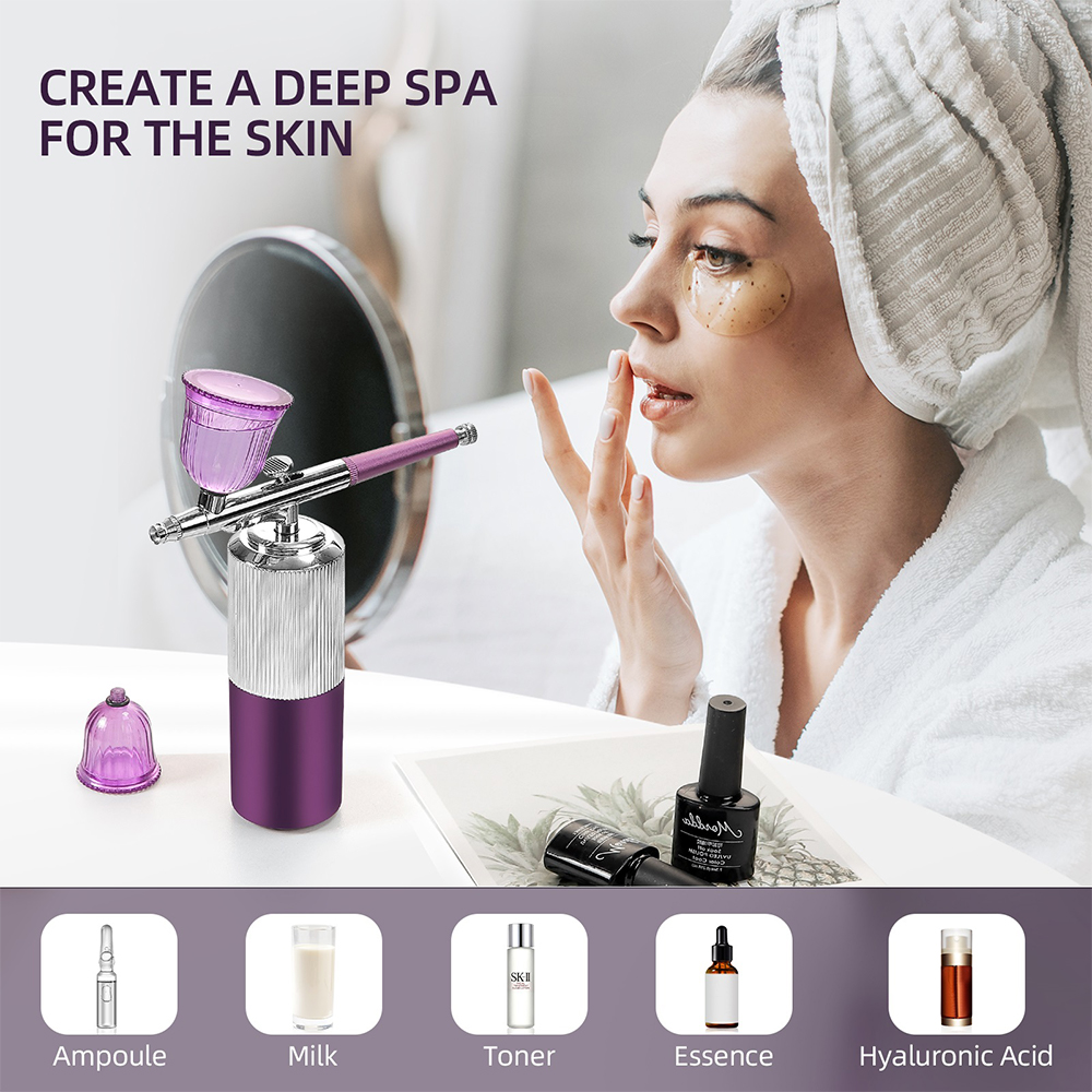 Portable Mini Airbrush Set Facial Water Oxygen Injector Machine Compressor Skin Mouisture Multi-Function Makeup Paint Art Spray