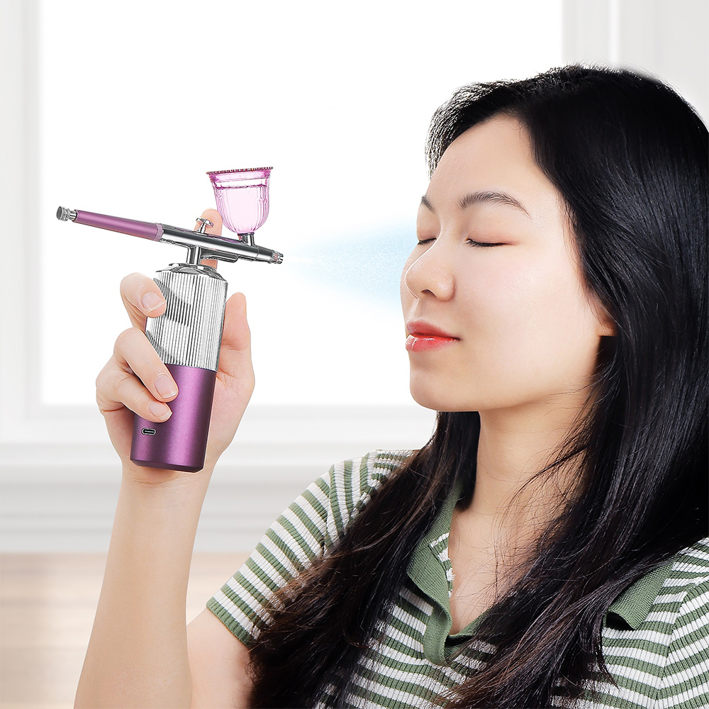 Portable Mini Airbrush Set Facial Water Oxygen Injector Machine Compressor Skin Mouisture Multi-Function Makeup Paint Art Spray