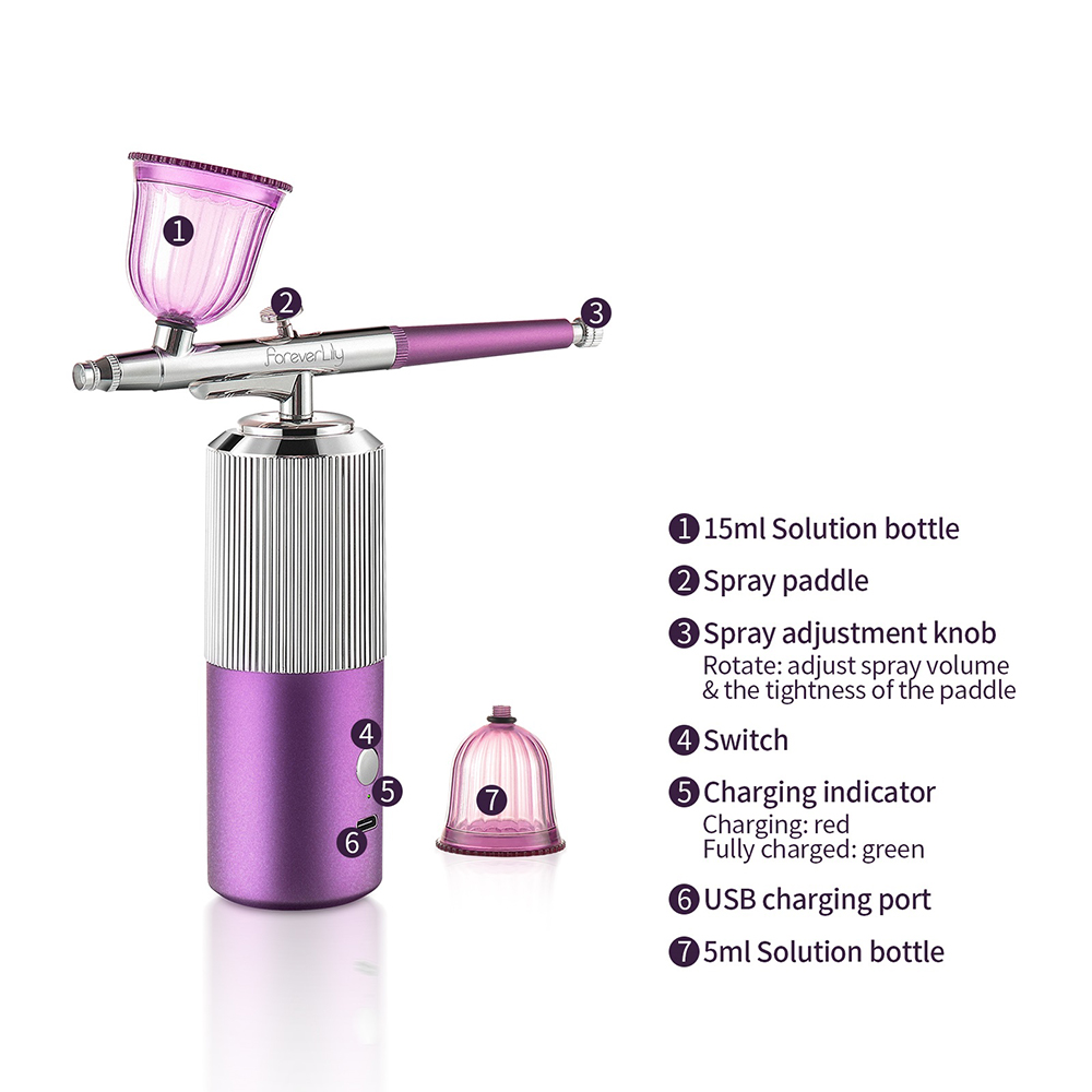Portable Mini Airbrush Set Facial Water Oxygen Injector Machine Compressor Skin Mouisture Multi-Function Makeup Paint Art Spray