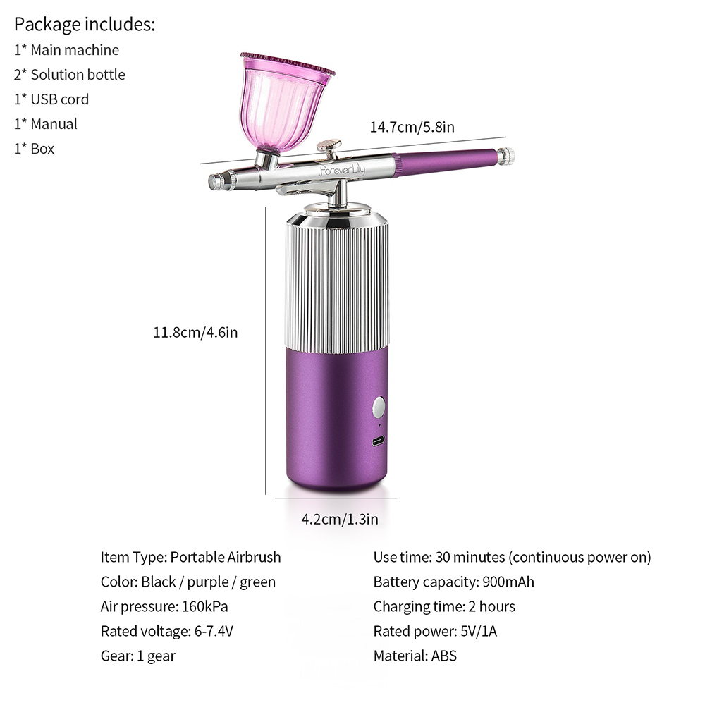 Portable Mini Airbrush Set Facial Water Oxygen Injector Machine Compressor Skin Mouisture Multi-Function Makeup Paint Art Spray
