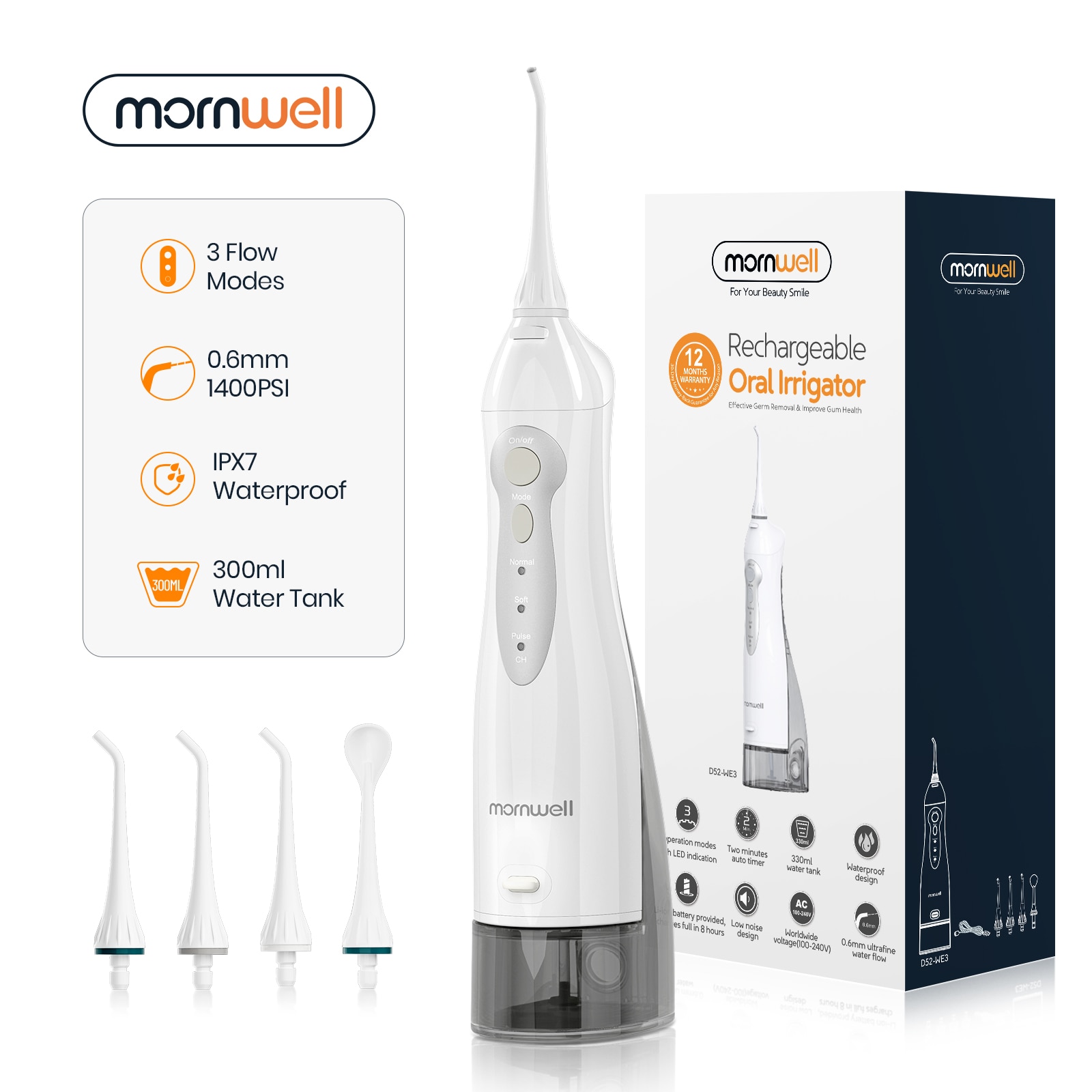 Oral Irrigator USB Rechargeable Water Flosser Portable Dental Water Jet 300ML Water Tank Waterproof Teeth Cleaner Oral Irrigator USB Rechargeable Water Flosser Portable Dental Water Jet 300ML Water Tank Waterproof Teeth Cleaner