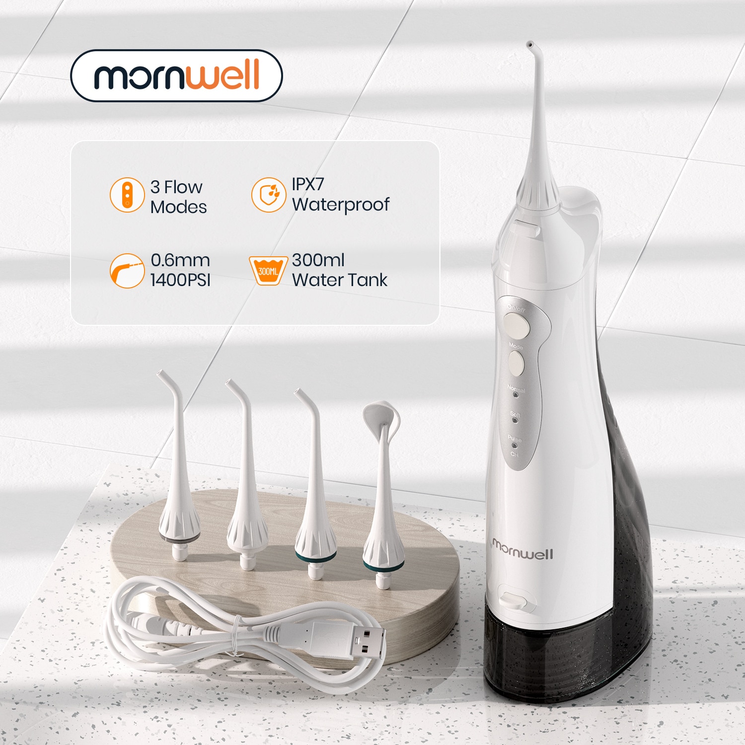 Oral Irrigator USB Rechargeable Water Flosser Portable Dental Water Jet 300ML Water Tank Waterproof Teeth Cleaner Oral Irrigator USB Rechargeable Water Flosser Portable Dental Water Jet 300ML Water Tank Waterproof Teeth Cleaner