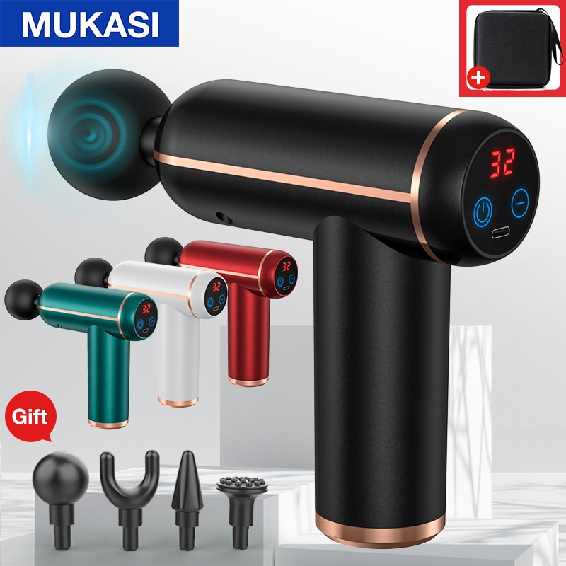 MUKASI Massage Gun Portable Percussion Pistol Massager For Body Neck Deep Tissue Muscle Relaxation Gout Pain Relief Fitness MUKASI Massage Gun Portable Percussion Pistol Massager For Body Neck Deep Tissue Muscle Relaxation Gout Pain Relief Fitness