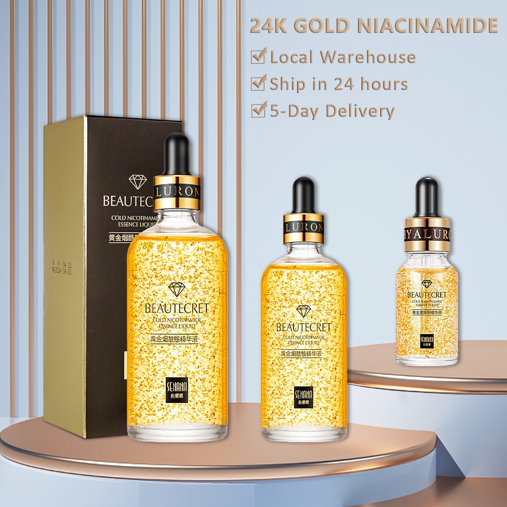 Skincare Product 24K Gold Niacinamide Face Serum Anti Aging Hyaluronic Acid for Face Shrinks Pores Korean Skin Care Products Skincare Product 24K Gold Niacinamide Face Serum Anti Aging Hyaluronic Acid for Face Shrinks Pores Korean Skin Care Products