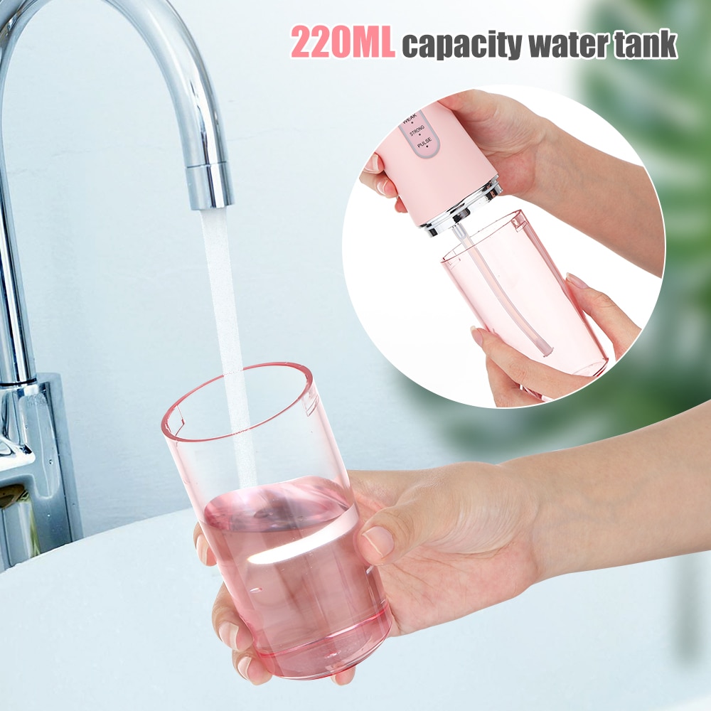 Oral Irrigator Portable Dental Water Flosser USB Rechargeable Water Jet Floss Tooth Pick 4 Jet Tip 220ml 3 Modes IPX7 1400rpm Oral Irrigator Portable Dental Water Flosser USB Rechargeable Water Jet Floss Tooth Pick 4 Jet Tip 220ml 3 Modes IPX7 1400rpm