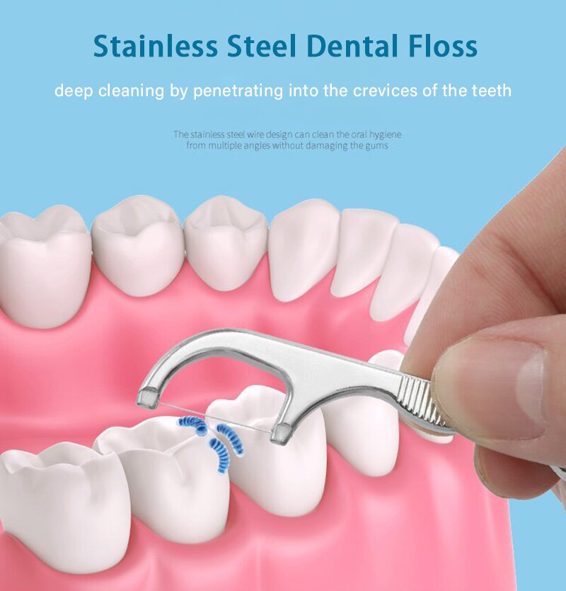 Stainless Steel Toothpick Set Tooth Flossing Reusable Toothpicks Portable Toothpick Floss Teeth Cleaner Oral Cleaning