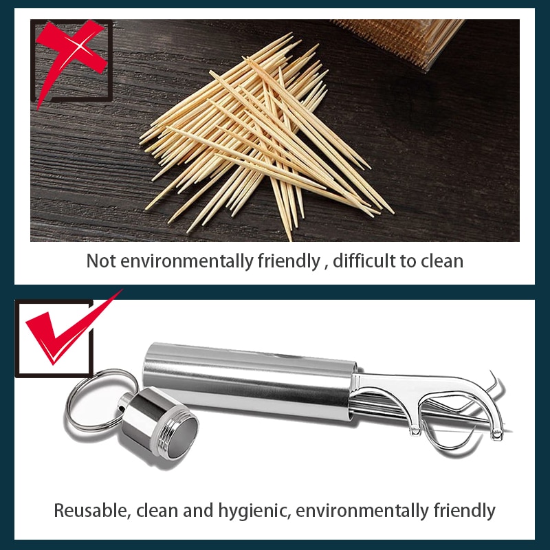 Stainless Steel Toothpick Set Tooth Flossing Reusable Toothpicks Portable Toothpick Floss Teeth Cleaner Oral Cleaning Stainless Steel Toothpick Set Tooth Flossing Reusable Toothpicks Portable Toothpick Floss Teeth Cleaner Oral Cleaning