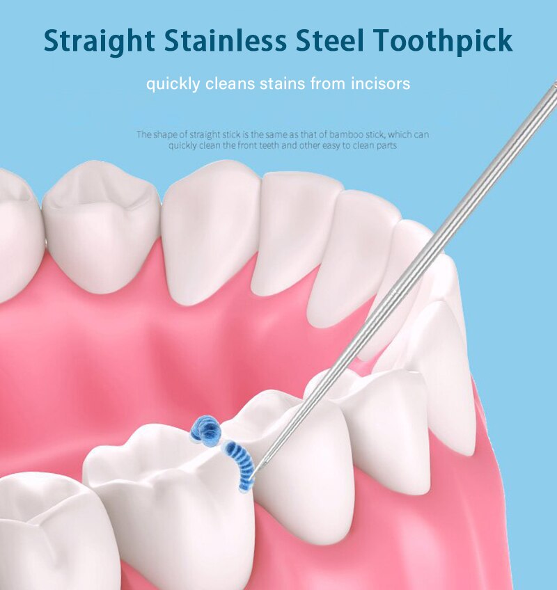 Stainless Steel Toothpick Set Tooth Flossing Reusable Toothpicks Portable Toothpick Floss Teeth Cleaner Oral Cleaning