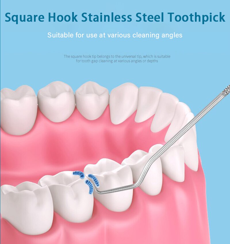 Stainless Steel Toothpick Set Tooth Flossing Reusable Toothpicks Portable Toothpick Floss Teeth Cleaner Oral Cleaning