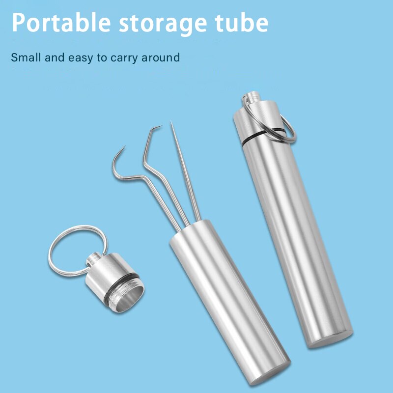 Stainless Steel Toothpick Set Tooth Flossing Reusable Toothpicks Portable Toothpick Floss Teeth Cleaner Oral Cleaning