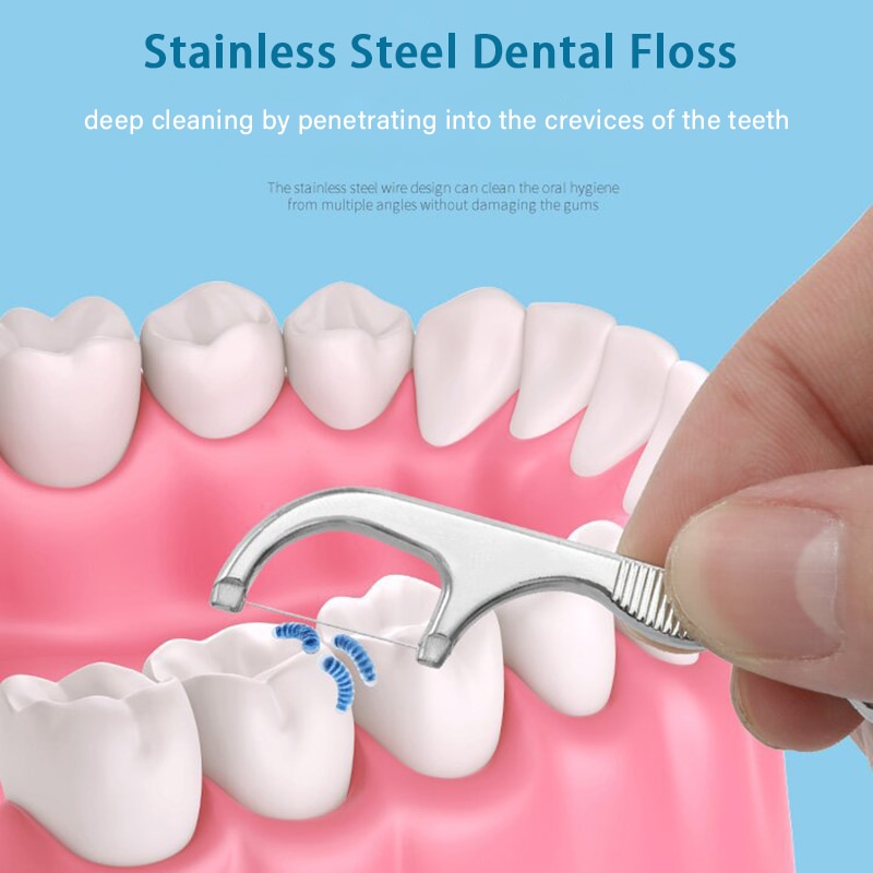 Stainless Steel Toothpick Set Tooth Flossing Reusable Toothpicks Portable Toothpick Floss Teeth Cleaner Oral Cleaning Stainless Steel Toothpick Set Tooth Flossing Reusable Toothpicks Portable Toothpick Floss Teeth Cleaner Oral Cleaning