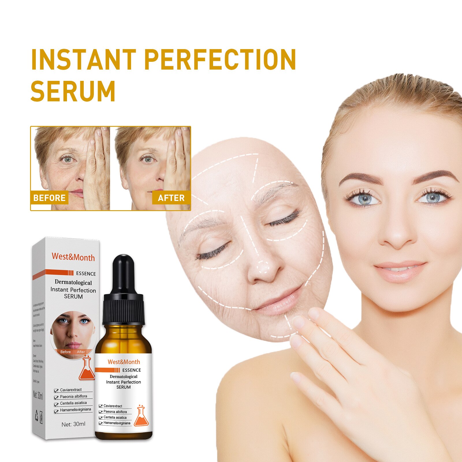 Instant Wrinkle Remover Face Serum Lift Firm Anti-aging Fade Fine Lines Moisturizing Essence Whitening Brighten Repair Skin Care