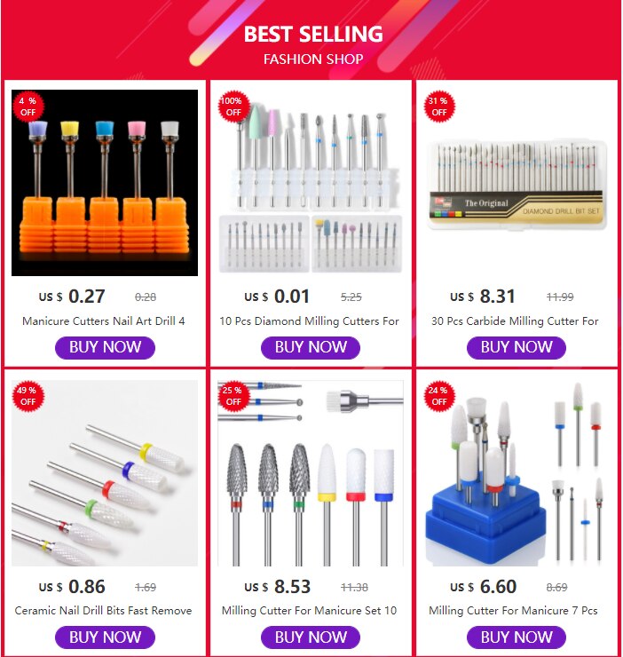 Combined Milling Cutters Set For Manicure , Ceramic Nail Drill Bits Kit Electric Removing Gel Polishing Tools
