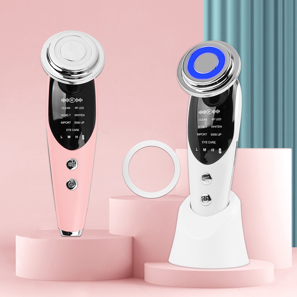 7 in 1 RF EMS Micro Current Lifting Device Vibration LED Photo Therapy Face Skin Rejuvenation Wrinkle Remover Facial Massager 7 in 1 RF EMS Micro Current Lifting Device Vibration LED Photo Therapy Face Skin Rejuvenation Wrinkle Remover Facial Massager