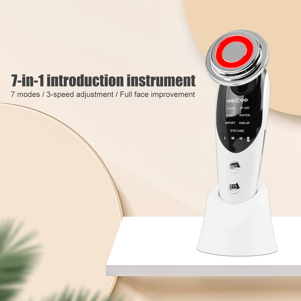 7 in 1 RF EMS Micro Current Lifting Device Vibration LED Photo Therapy Face Skin Rejuvenation Wrinkle Remover Facial Massager