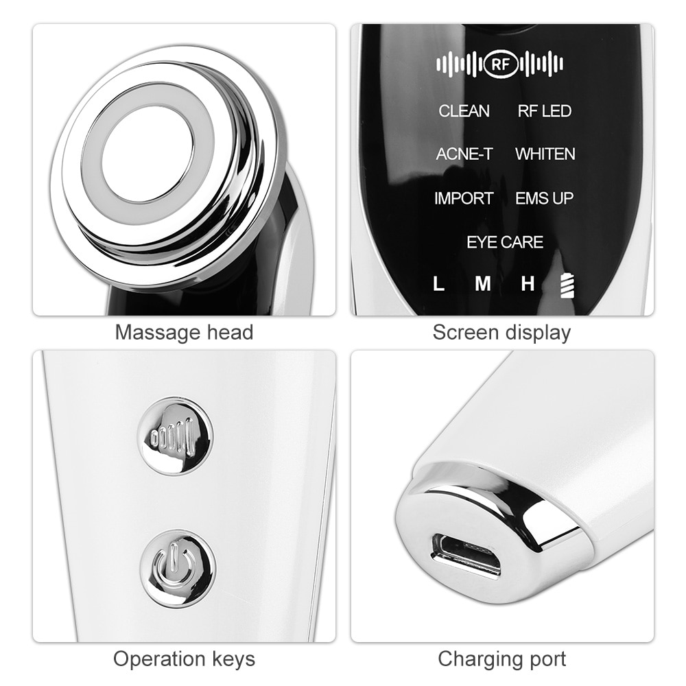 7 in 1 RF EMS Micro Current Lifting Device Vibration LED Photo Therapy Face Skin Rejuvenation Wrinkle Remover Facial Massager 7 in 1 RF EMS Micro Current Lifting Device Vibration LED Photo Therapy Face Skin Rejuvenation Wrinkle Remover Facial Massager