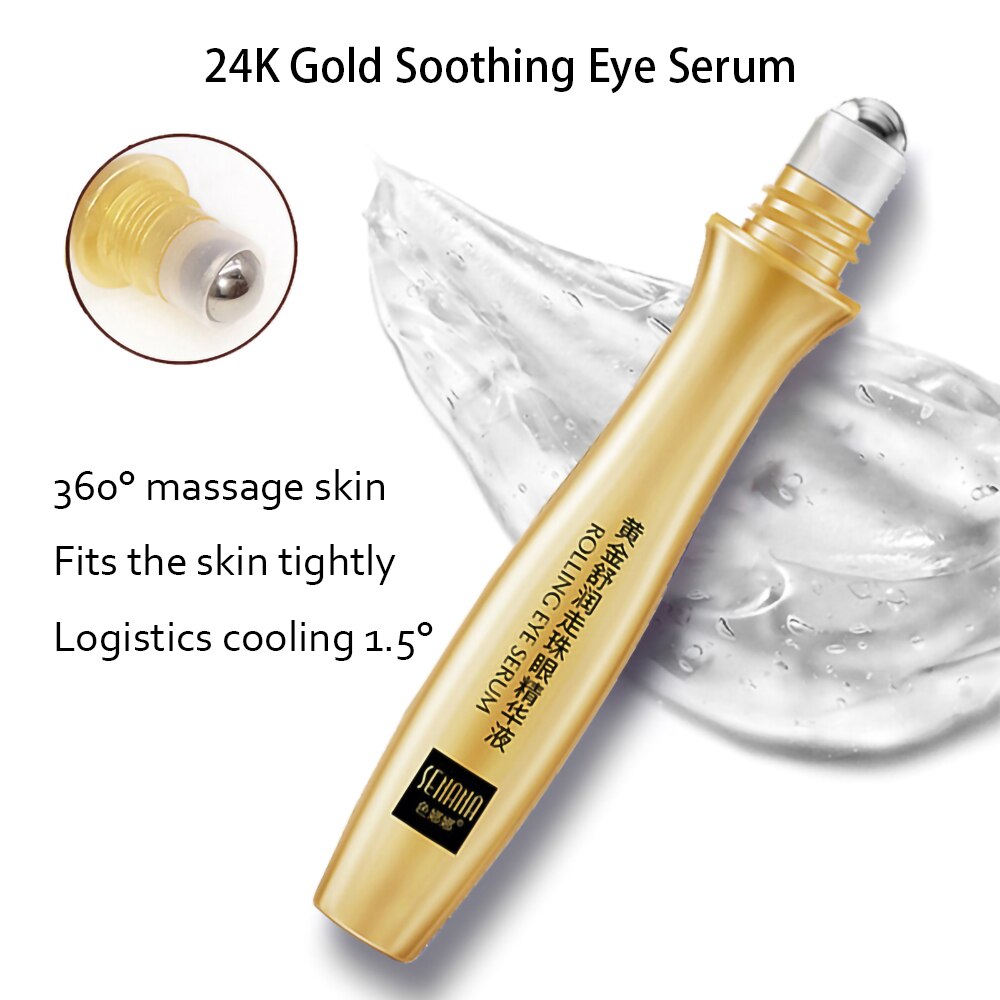 Eye Care Kit 24K Golden Eye Mask Eye Patches Nourishing Skin Rolling Massage Eye Serum Fade Dark Circles Hydrate Eye Cream