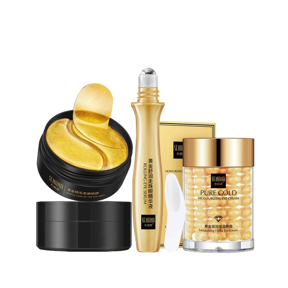 Eye Care Kit 24K Golden Eye Mask Eye Patches Nourishing Skin Rolling Massage Eye Serum Fade Dark Circles Hydrate Eye Cream Eye Care Kit 24K Golden Eye Mask Eye Patches Nourishing Skin Rolling Massage Eye Serum Fade Dark Circles Hydrate Eye Cream