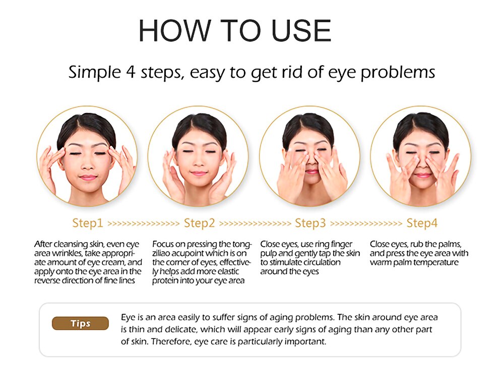 VENZEN 24K Gold Eye Cream Anti Wrinkles Remove Eye Bags Skincare Product Dark Circles Remover Korean Skin Care Products