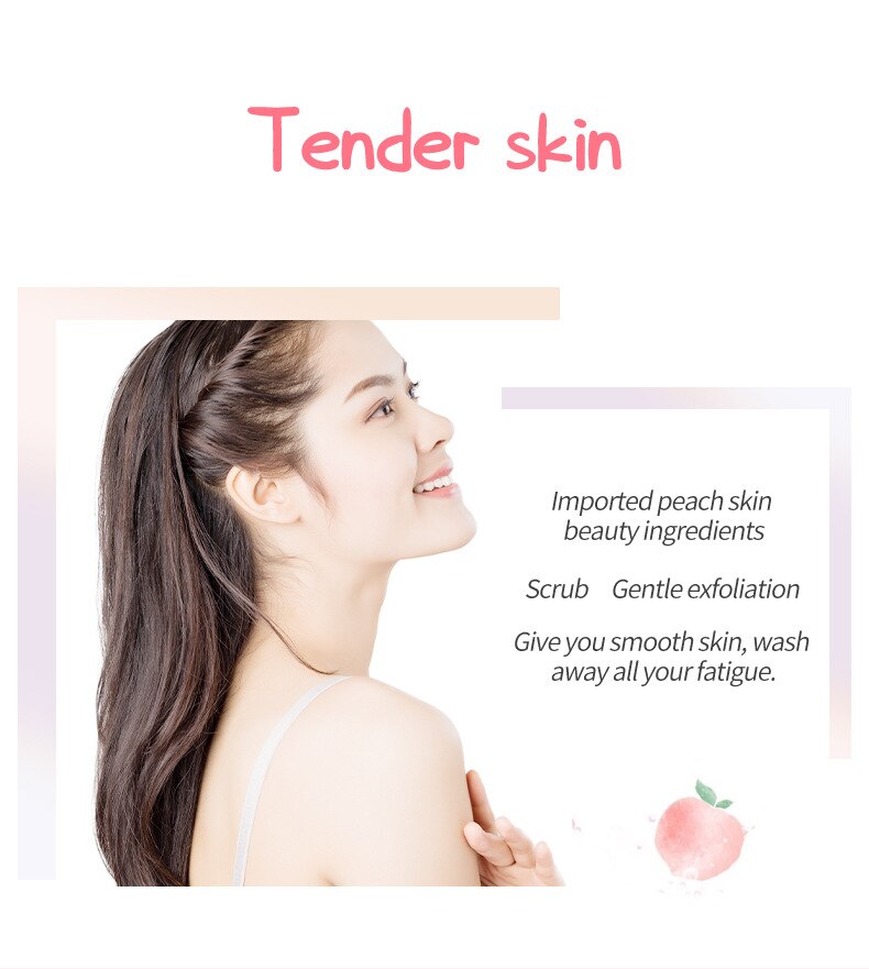Sweet Peach Body Scrub Brighten Skin Gentle Exfoliating Scrub Deep Cleansing Cutin Soft Smooth Skin Delicate Scrub 100g
