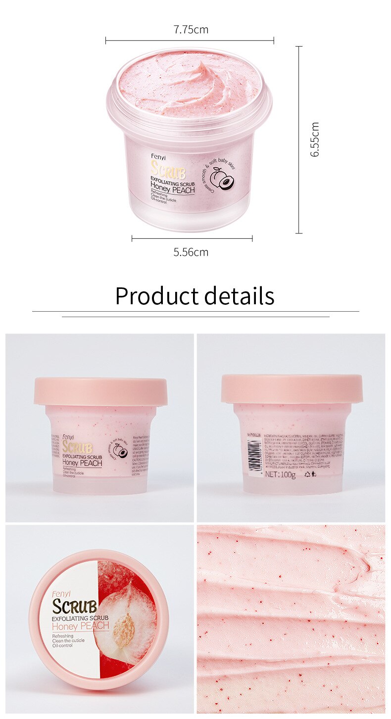 Sweet Peach Body Scrub Brighten Skin Gentle Exfoliating Scrub Deep Cleansing Cutin Soft Smooth Skin Delicate Scrub 100g