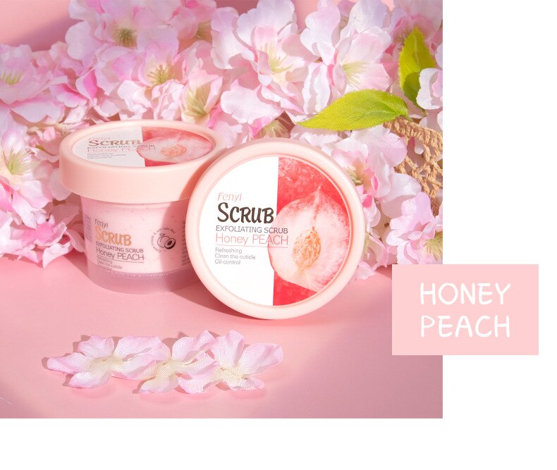 Sweet Peach Body Scrub Brighten Skin Gentle Exfoliating Scrub Deep Cleansing Cutin Soft Smooth Skin Delicate Scrub 100g