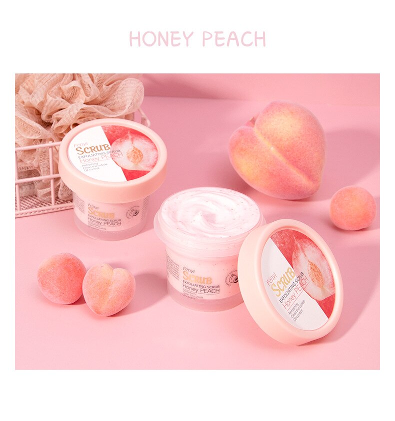 Sweet Peach Body Scrub Brighten Skin Gentle Exfoliating Scrub Deep Cleansing Cutin Soft Smooth Skin Delicate Scrub 100g