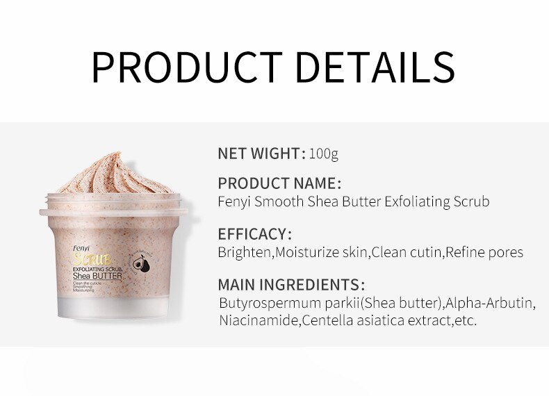 Shea Butter Body Scrub Deep Cleansing Cutin Peeled Face Lotion Refine Pores Remove Dead Skin Hydrating Exfoliating Body Wash