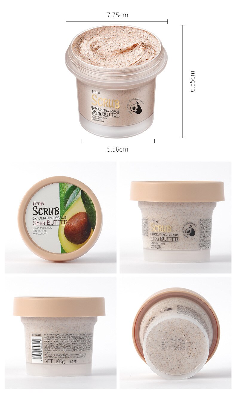 Shea Butter Body Scrub Deep Cleansing Cutin Peeled Face Lotion Refine Pores Remove Dead Skin Hydrating Exfoliating Body Wash