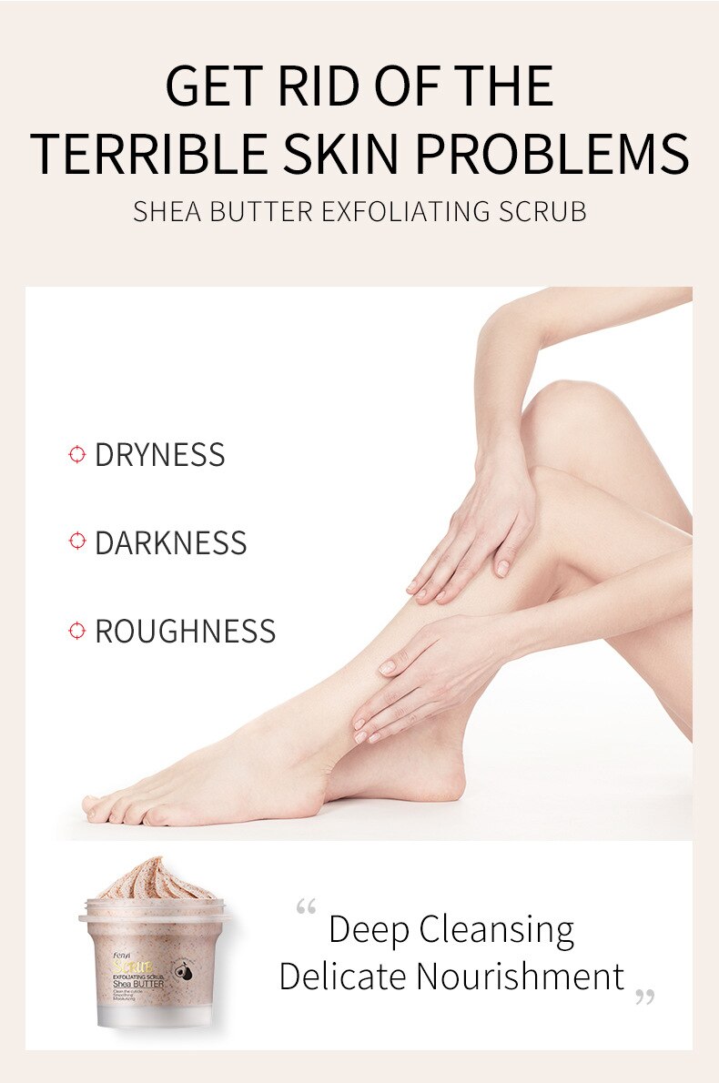 Shea Butter Body Scrub Deep Cleansing Cutin Peeled Face Lotion Refine Pores Remove Dead Skin Hydrating Exfoliating Body Wash