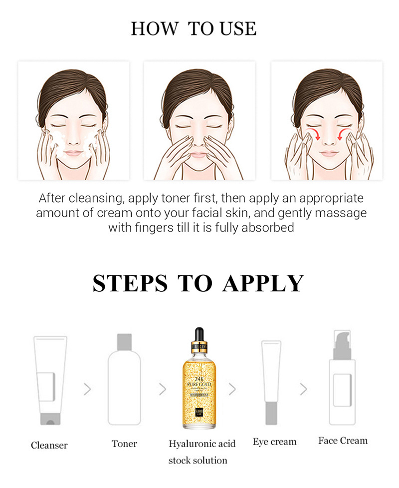 24K Gold Niacinamide Face Essence Deeply Nourishes Anti Wrinkles Vitamin C Serum Retinol Serum Fade Dark Spots Skin Care Product