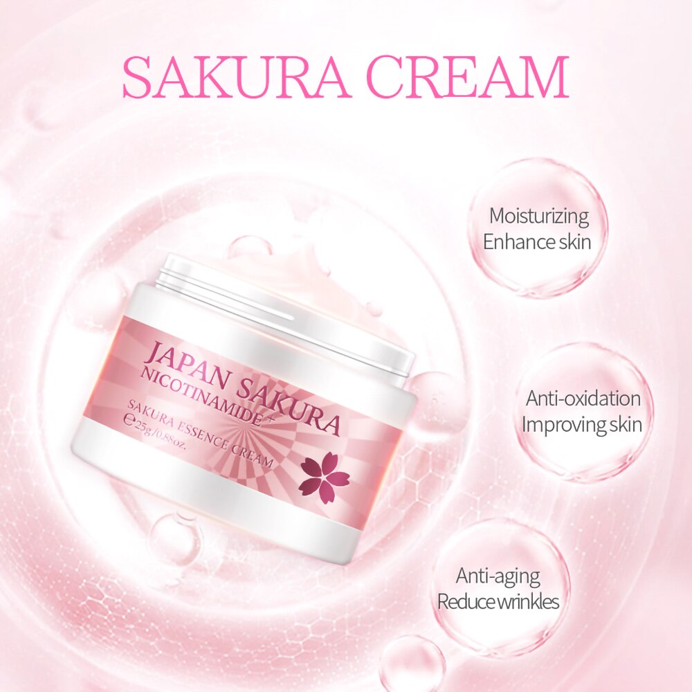 Skin Care Set Sakura Whitening Cream Korean Cosmetics Nourish Skin Face Serum Fade Dark Circles Eye Mask Skin Care Products Kit