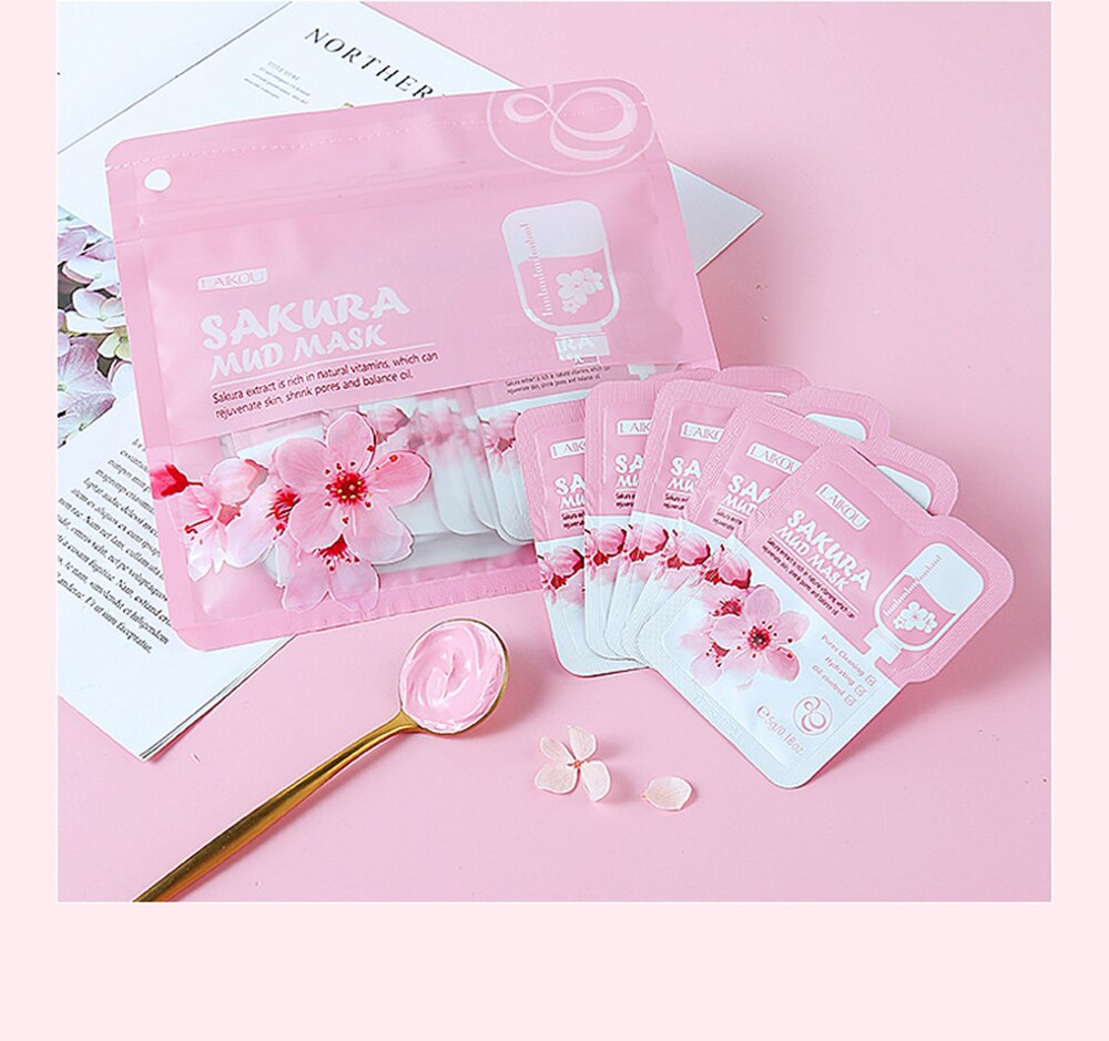 Skin Care Set Sakura Whitening Cream Korean Cosmetics Nourish Skin Face Serum Fade Dark Circles Eye Mask Skin Care Products Kit