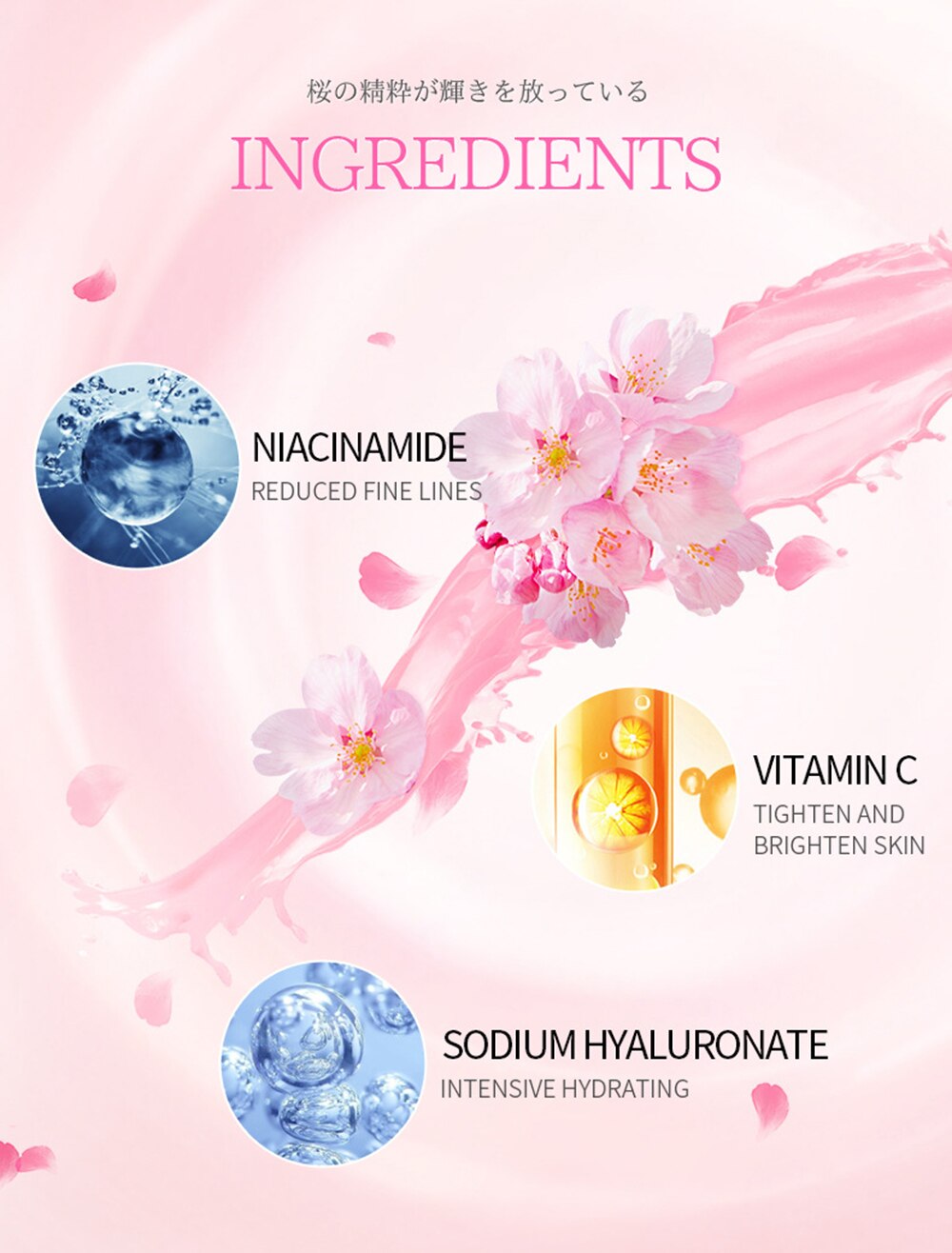 Skin Care Set Sakura Whitening Cream Korean Cosmetics Nourish Skin Face Serum Fade Dark Circles Eye Mask Skin Care Products Kit