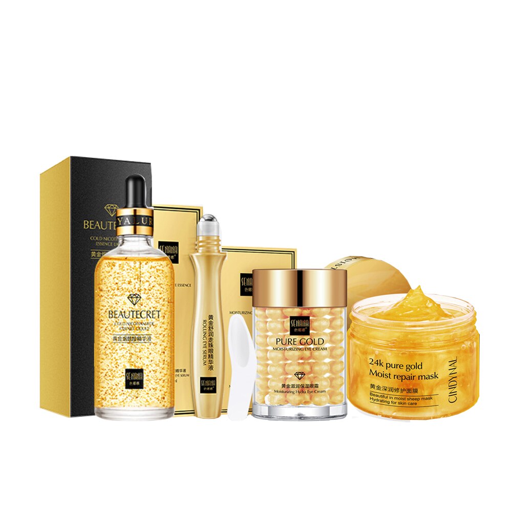 Face Care Set 24K Gold Nicotinamide Face Serum Anti aging Collagen Face Cream Fade Dark Circles Eye Cream Skincare Products Face Care Set 24K Gold Nicotinamide Face Serum Anti aging Collagen Face Cream Fade Dark Circles Eye Cream Skincare Products