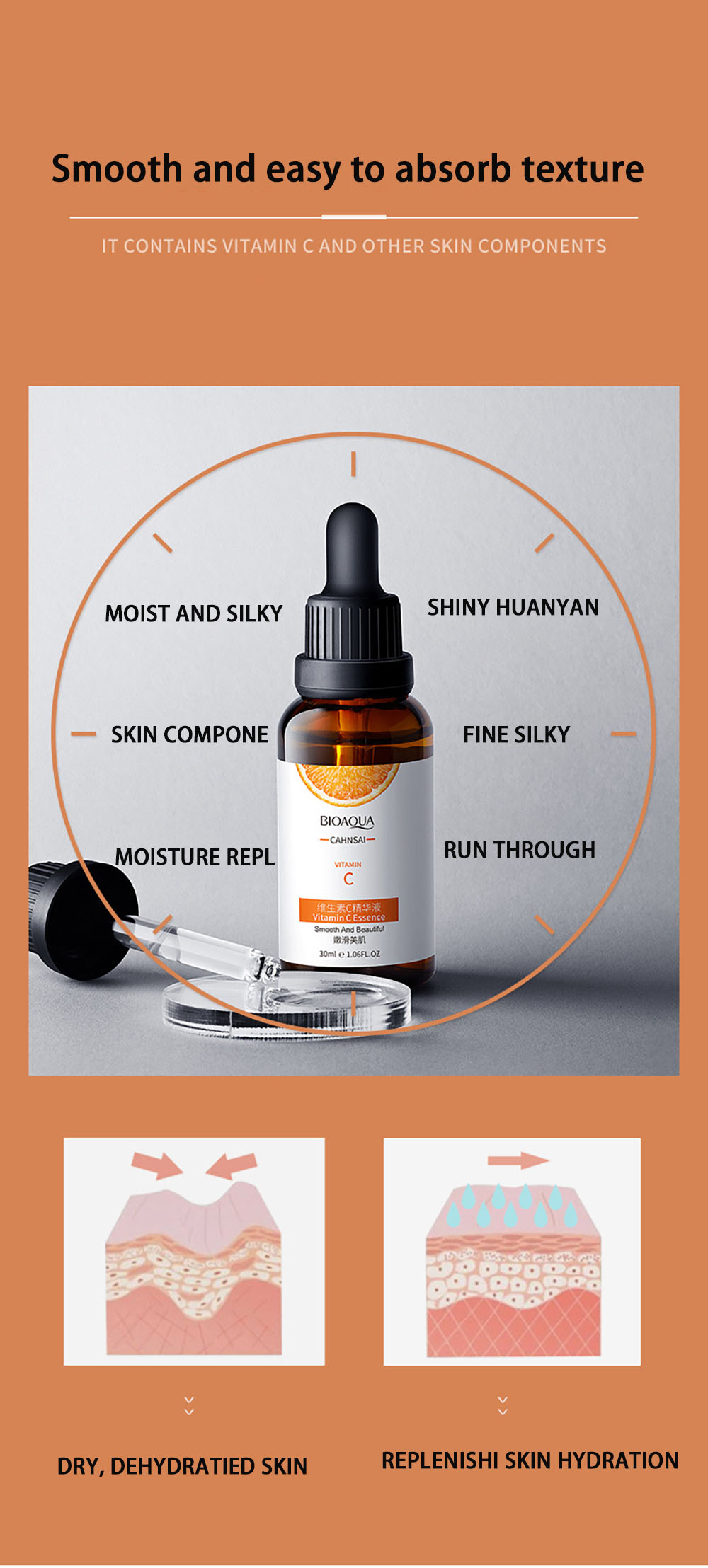 Face Vitamin C Moisturizer Serum Remove Spots Melanin Bright Skin Whiten Anti-wrinkle Shrink Pore Skin Care Essence Cosmetics