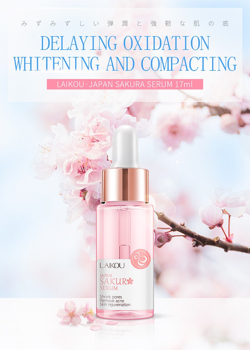 Sakura Face Serum Shrink Pores Tightens Refining Moisturizing Face Essence Whitening Anti-aging Oil Control  Facial Essence