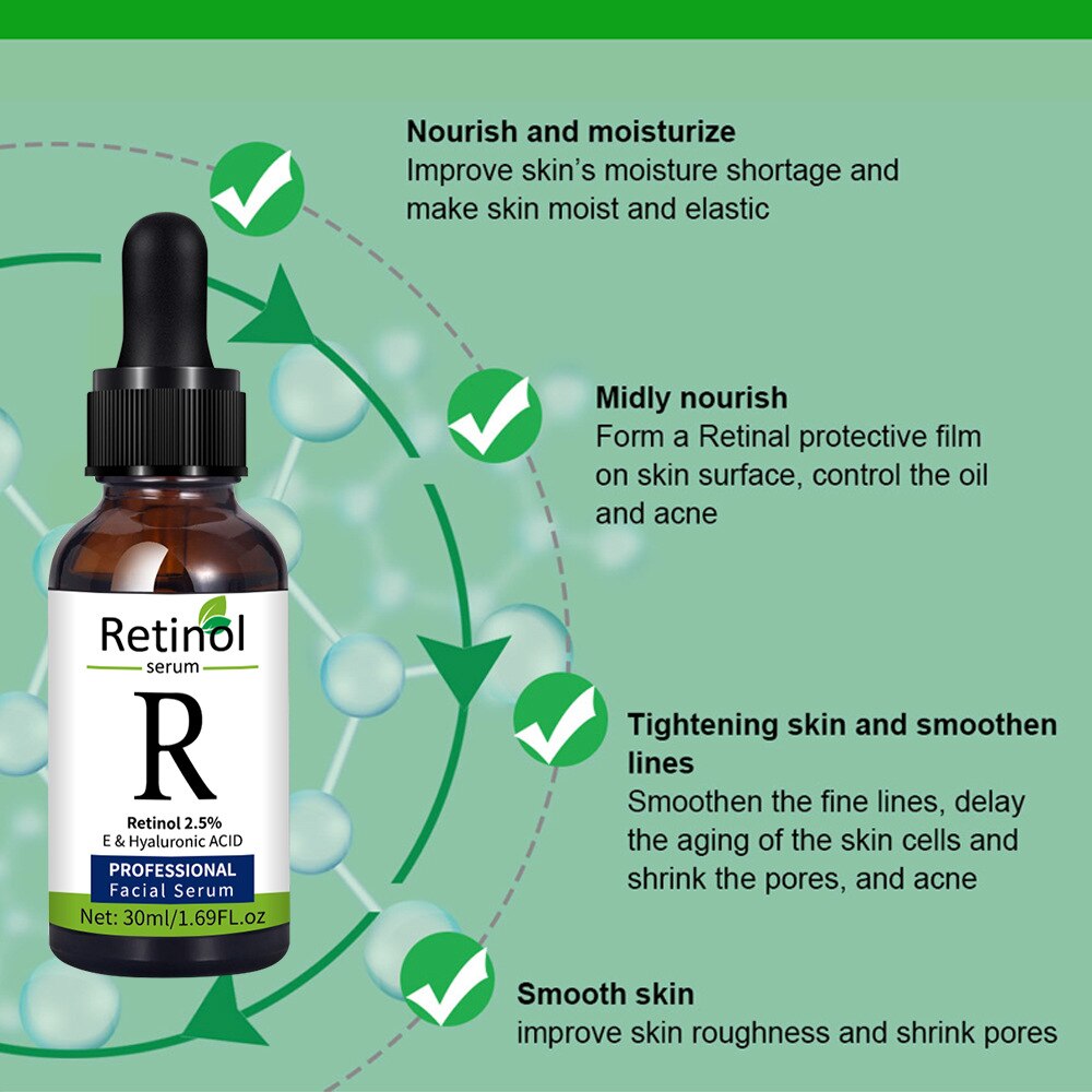 Facial Serum Retinol Hyaluronic Acid Essence Anti Oxidation Whiten Brighten Skin Lighten Spot Fade Freckle Face Care Serum Facial Serum Retinol Hyaluronic Acid Essence Anti Oxidation Whiten Brighten Skin Lighten Spot Fade Freckle Face Care Serum