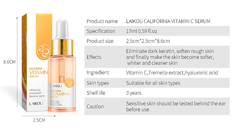 Face Serum skin whitening essence Vitamin C&E Anti-Aging Acne Shrink pores Hydration skin care