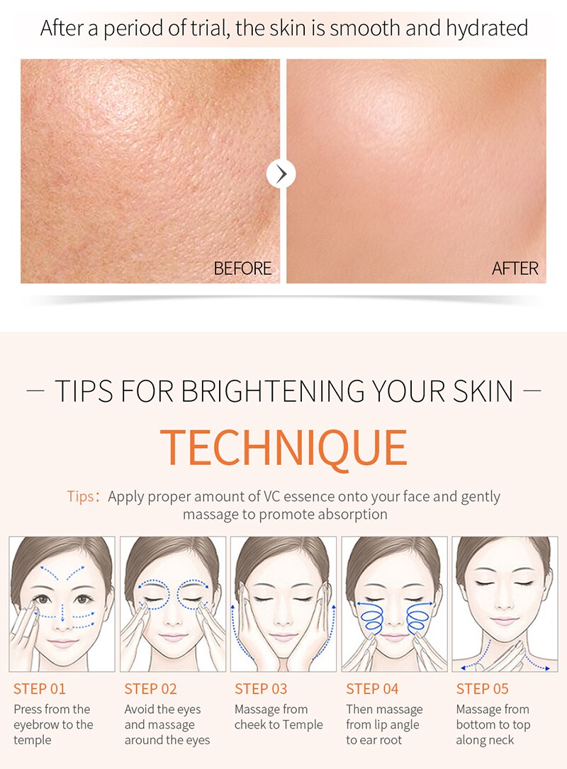 Face Serum skin whitening essence Vitamin C&E Anti-Aging Acne Shrink pores Hydration skin care
